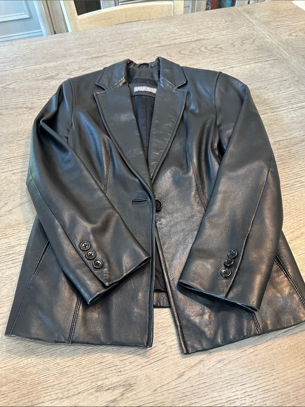 Kate Hill Black Leather Blazer Jacket
